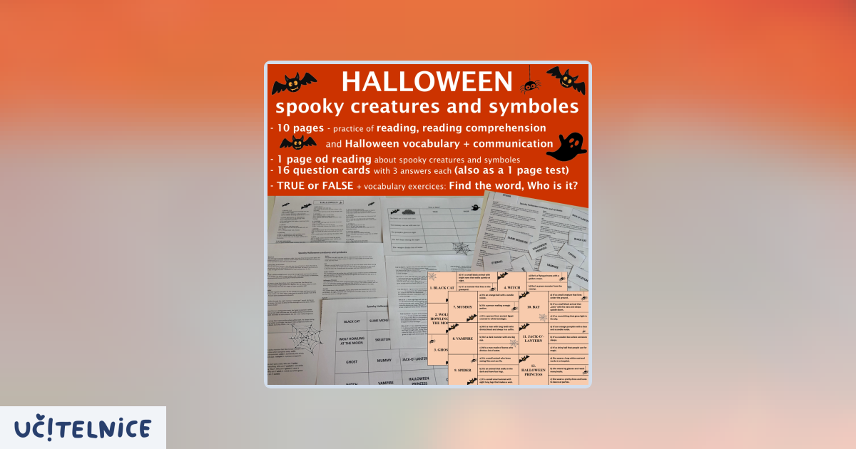 Spooky Halloween creatures and symboles - reading A2 | Učitelnice