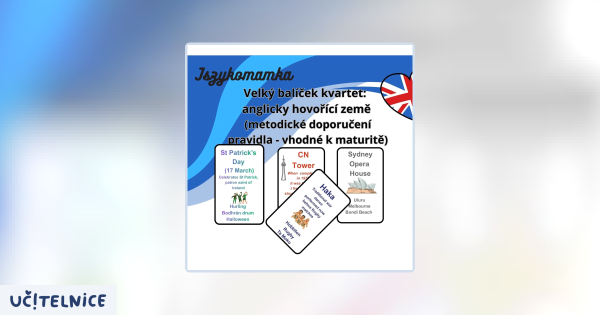 Velký balíček kvartet: anglicky mluvící země | Učitelnice