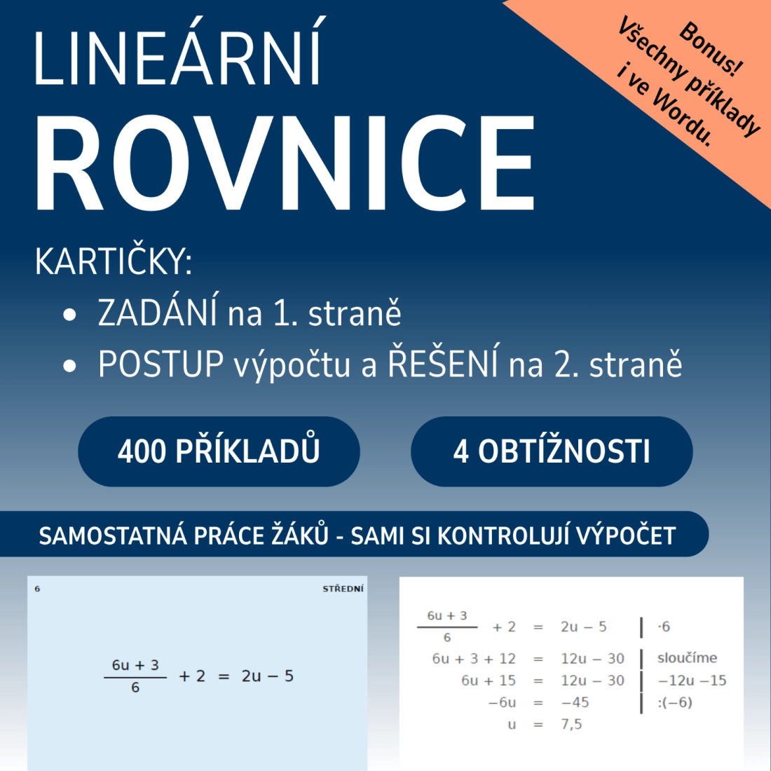 Linearne Rovnice Lineární rovnice s postupem a řešením | Učitelnice