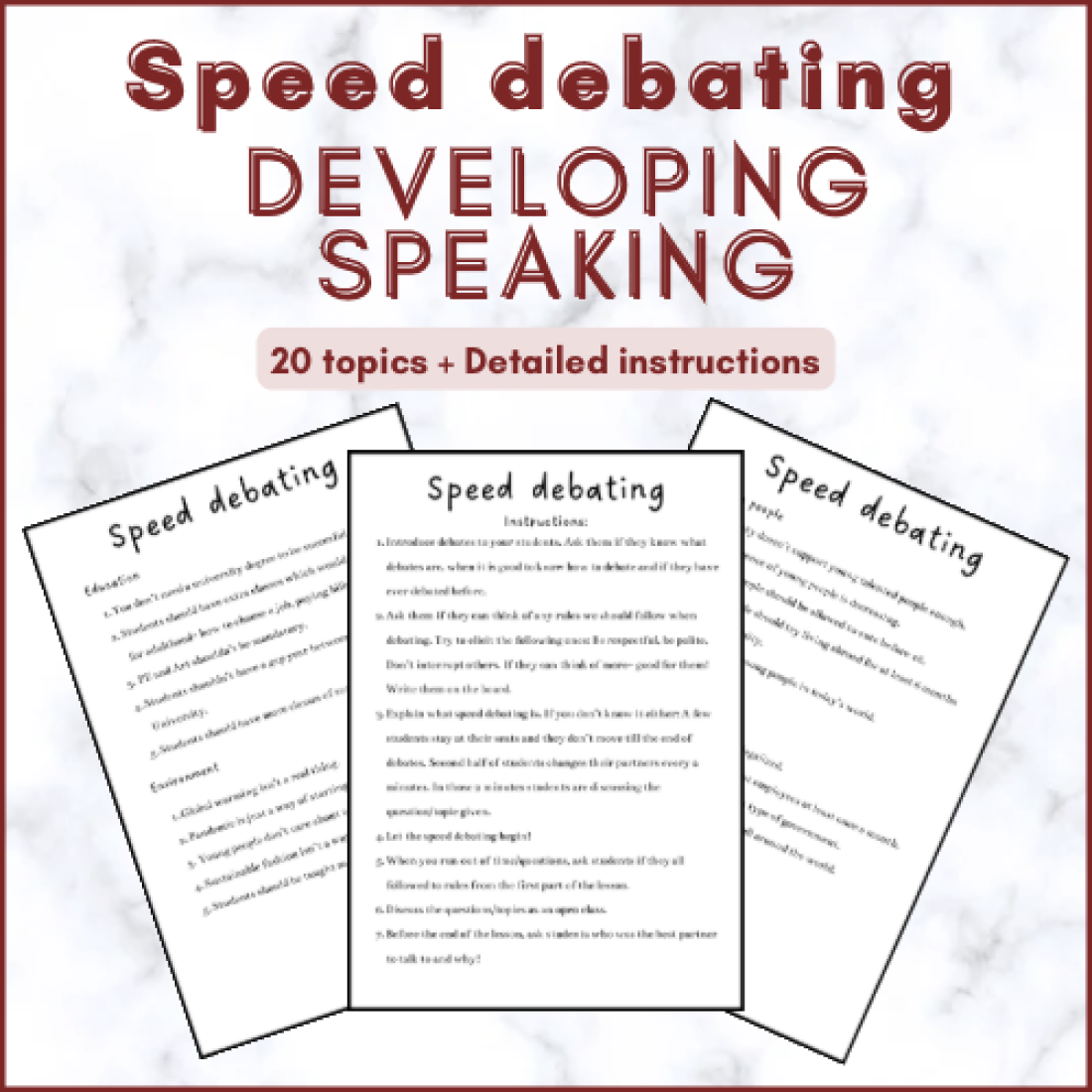 Speed Debating Topics Speed debating | Lesson plan + 20 topics | Učitelnice
