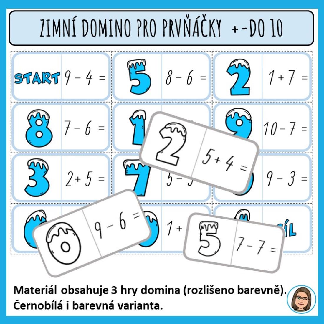 Domino pro prvňáčky na +- do 10 | Učitelnice