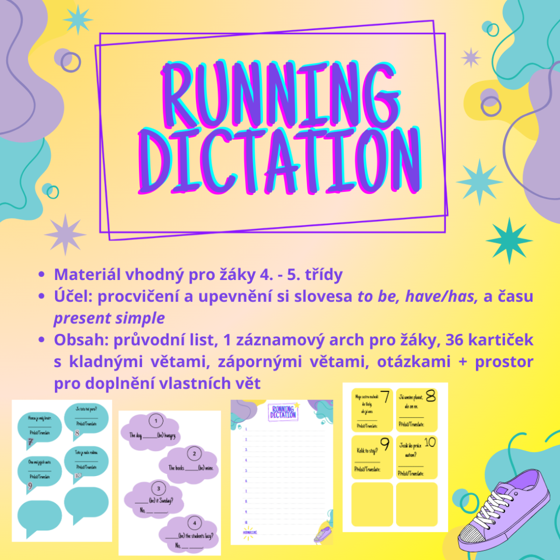 Running dictation - to be, have/has, present simple | Učitelnice
