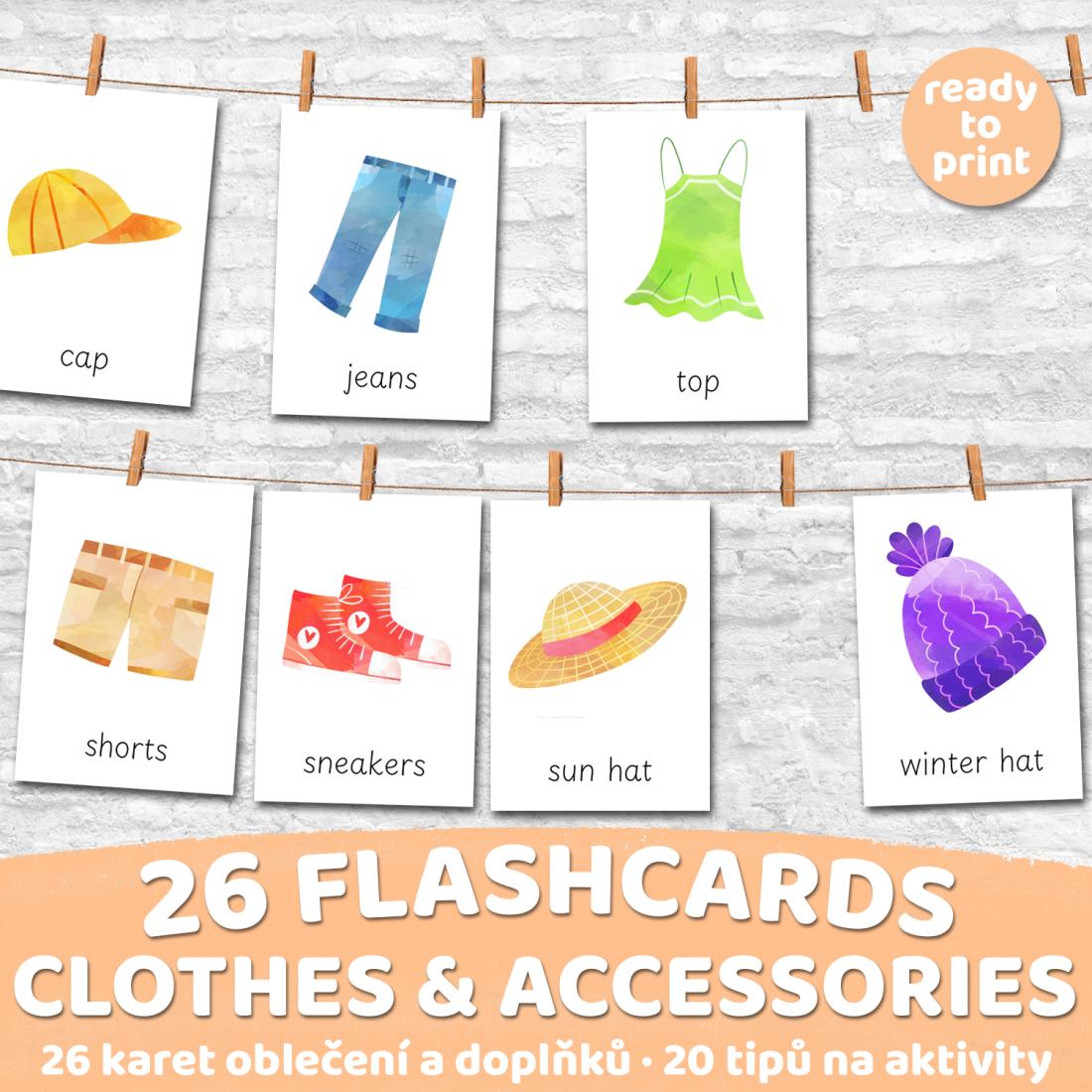 FLASHCARDS CLOTHES & ACCESSORIES | Karty a 20 aktivit do výuky | Učitelnice