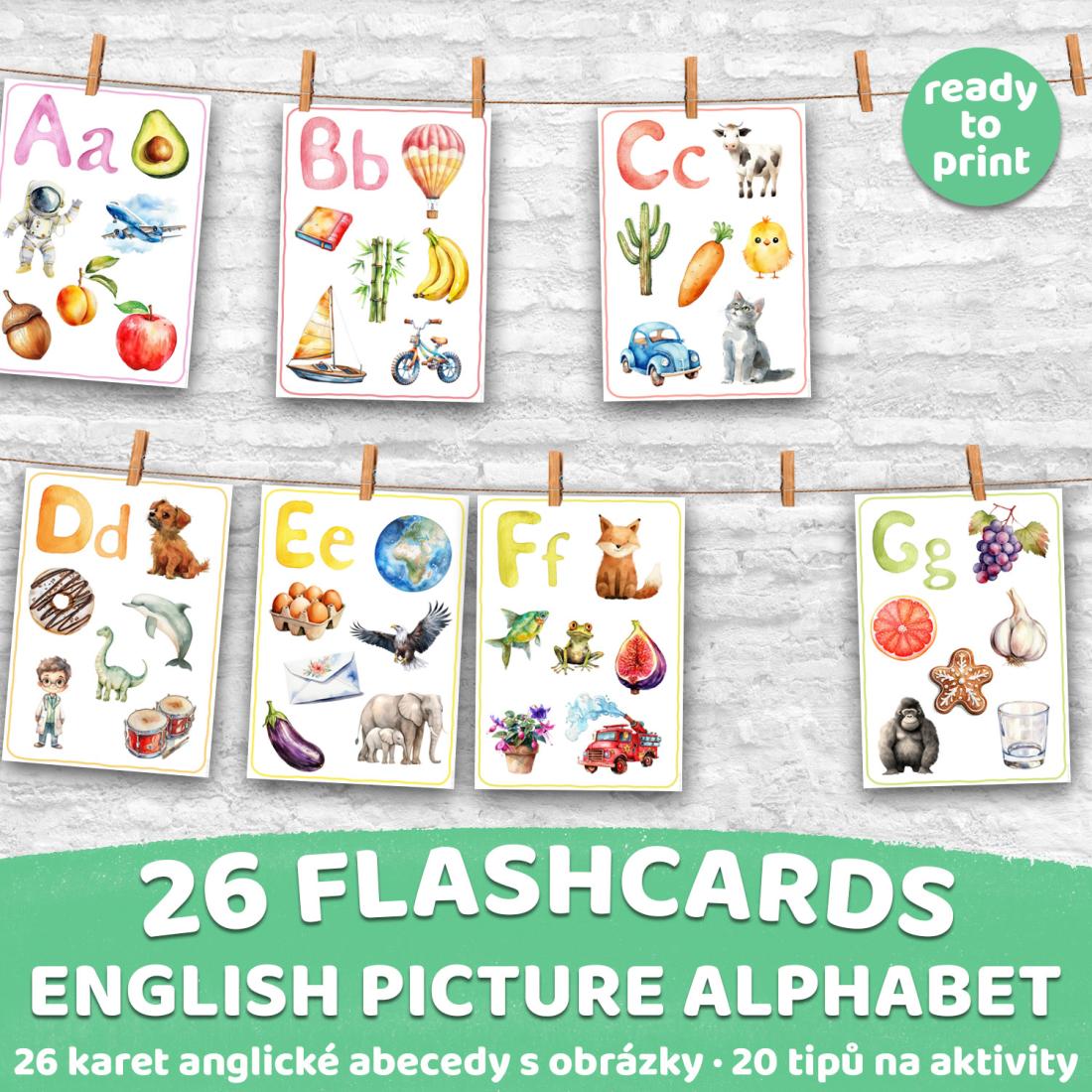 FLASHCARDS ENGLISH PICTURE ALPHABET | Karty a 20 aktivit do výuky ...