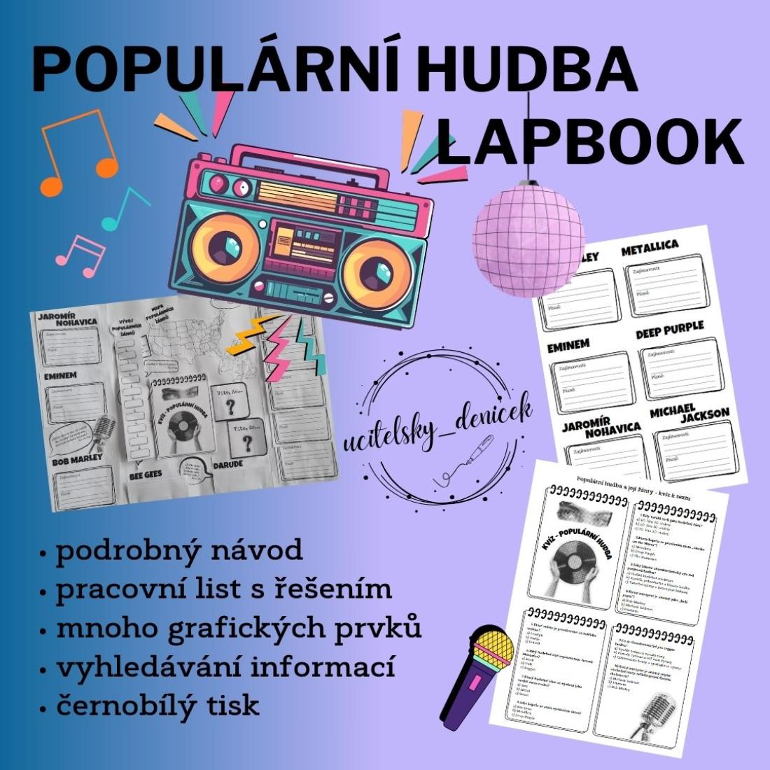 Popu Rani Populární hudba - lapbook | Učitelnice