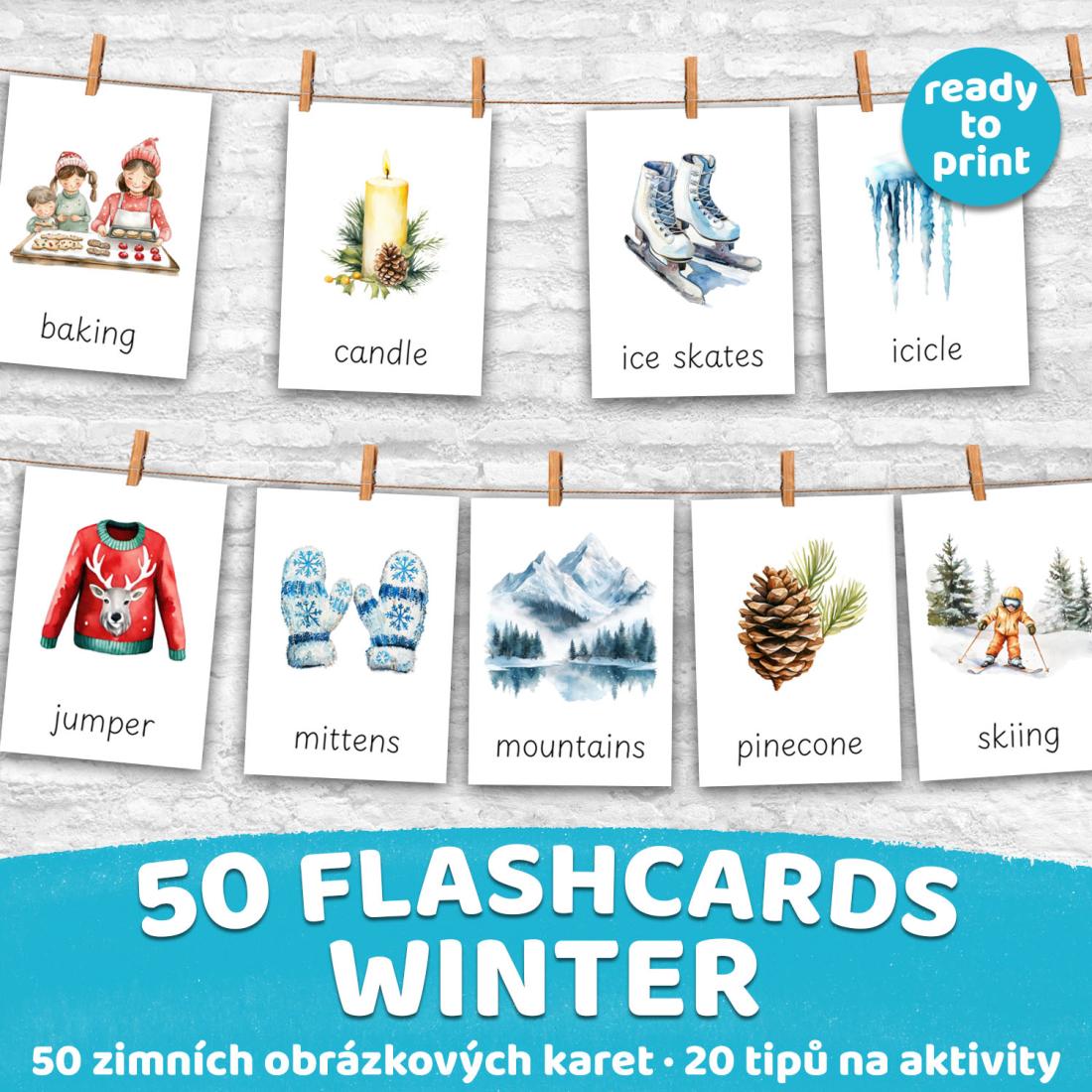 FLASHCARDS WINTER | Karty a 20 aktivit do výuky | Učitelnice