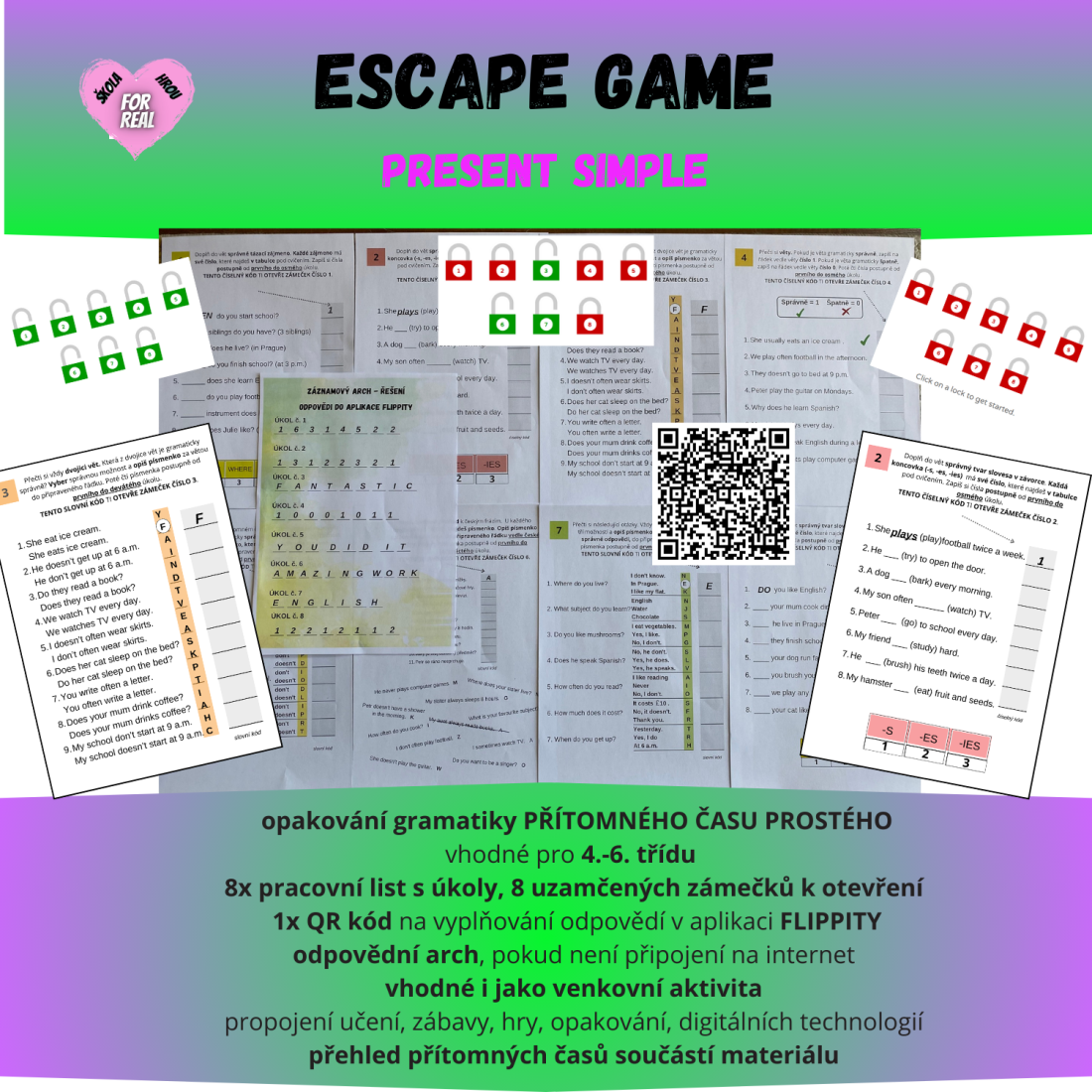 Escape game - present simple | Učitelnice