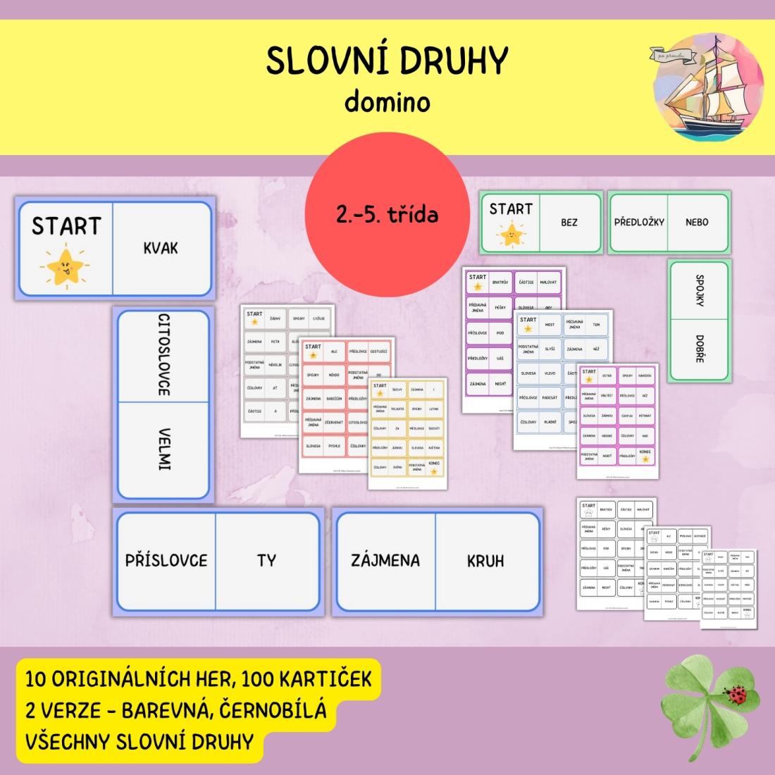 Slovní druhy - domino (10 her) | Učitelnice