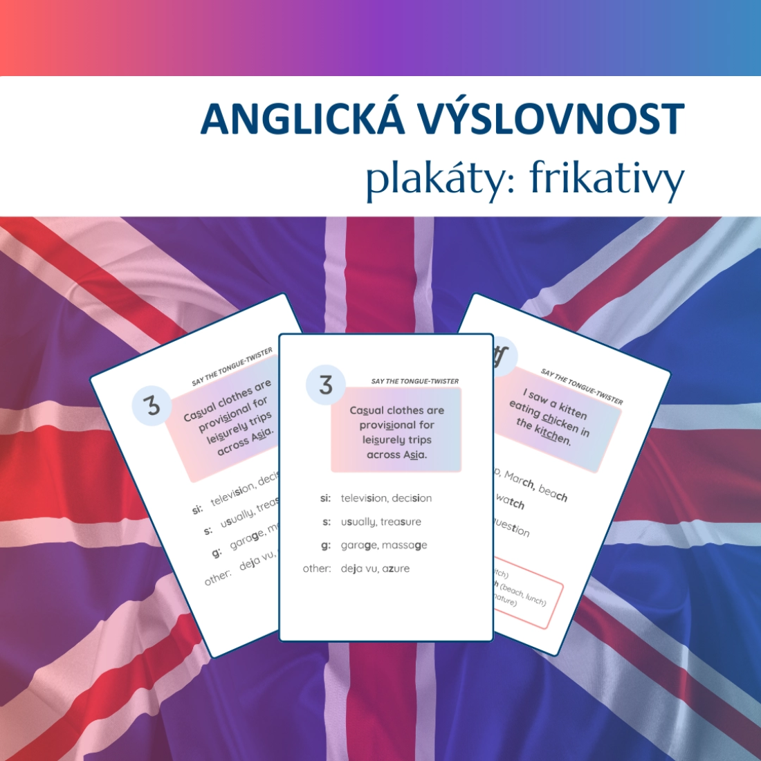 Plakáty Fricatives - hlásky /f/, /v/, /θ/, /ð/, /s/, /z/, /ʃ/, /ʒ ...