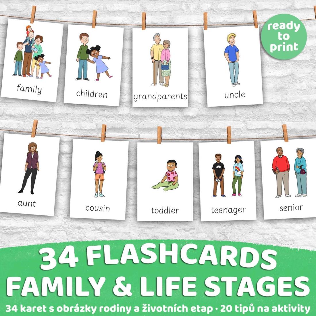 FLASHCARDS FAMILY & LIFE STAGES | Karty a 20 aktivit do výuky | Učitelnice