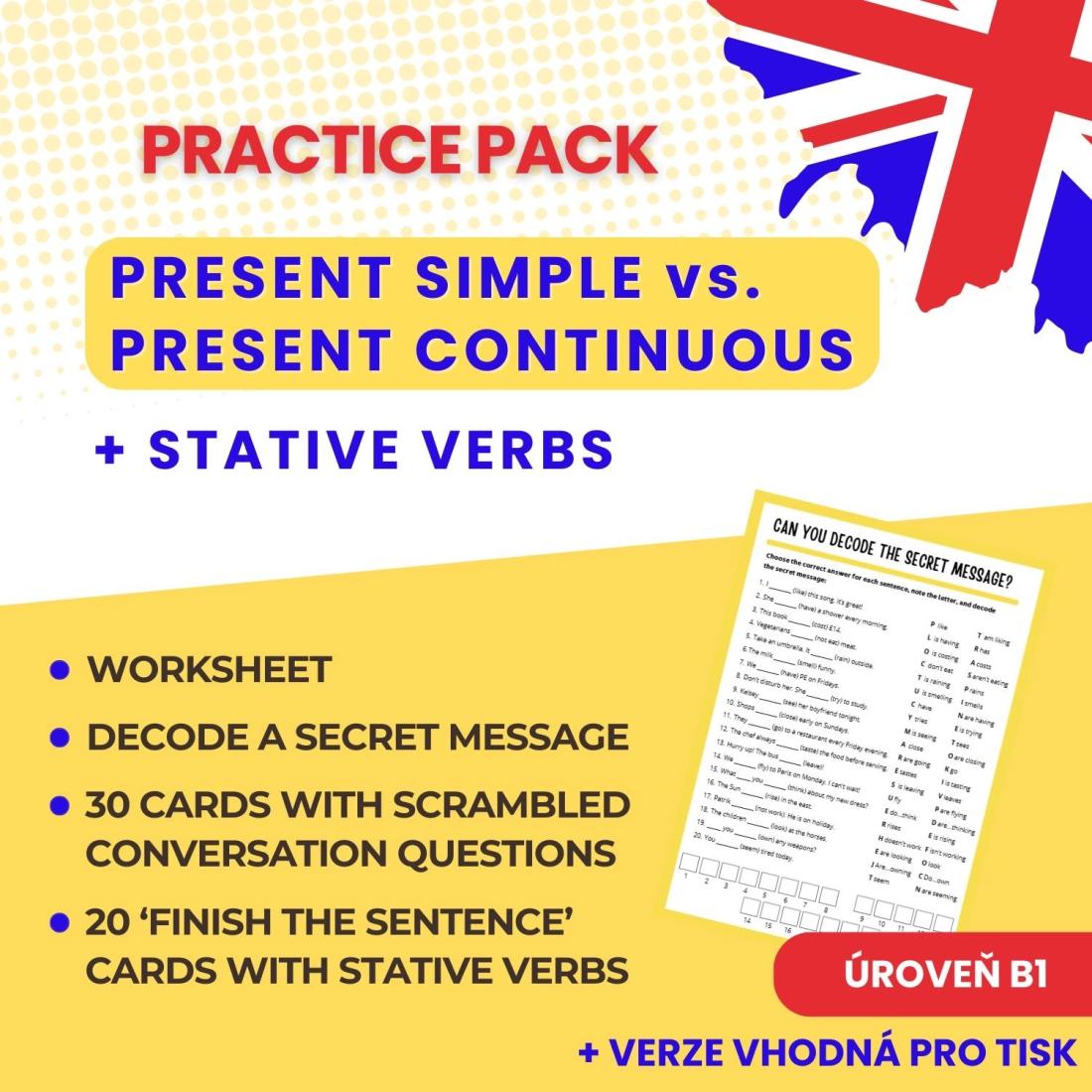 Present Simple vs Present Continuous & Stative Verbs – balíček aktivit ...
