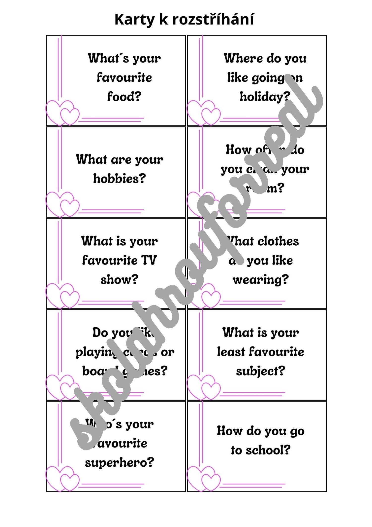 Speaking questions - level A1 | Učitelnice