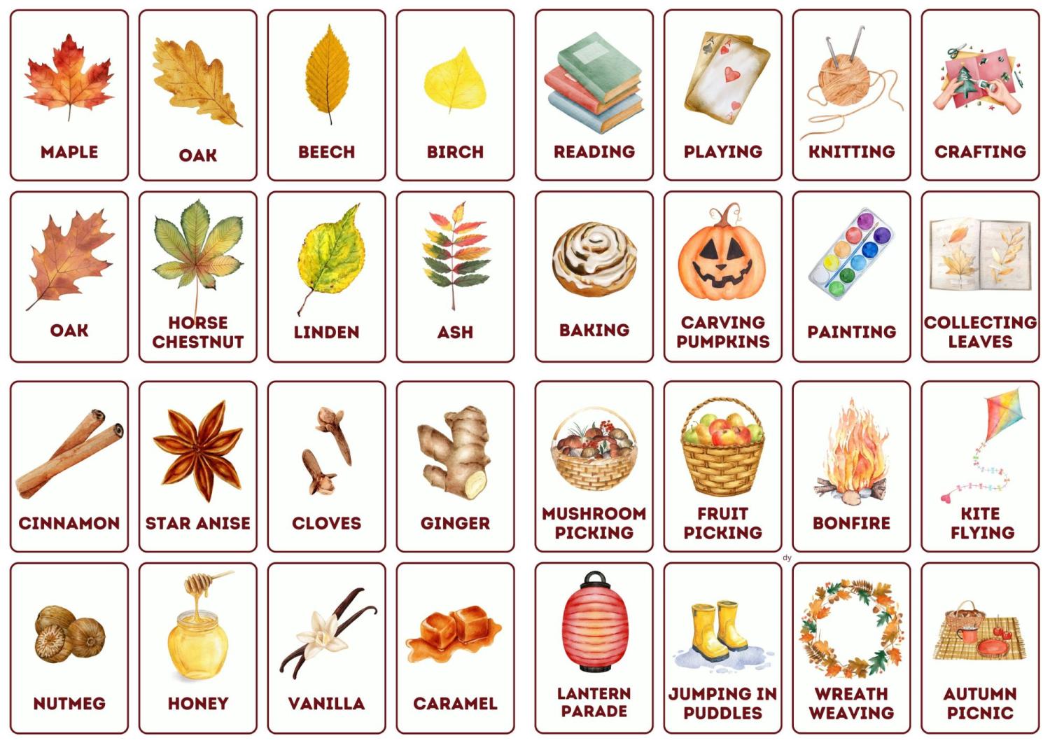 AUTUMN AND HALLOWEEN | English flashcards | Anglické obrázkové kartičky ...