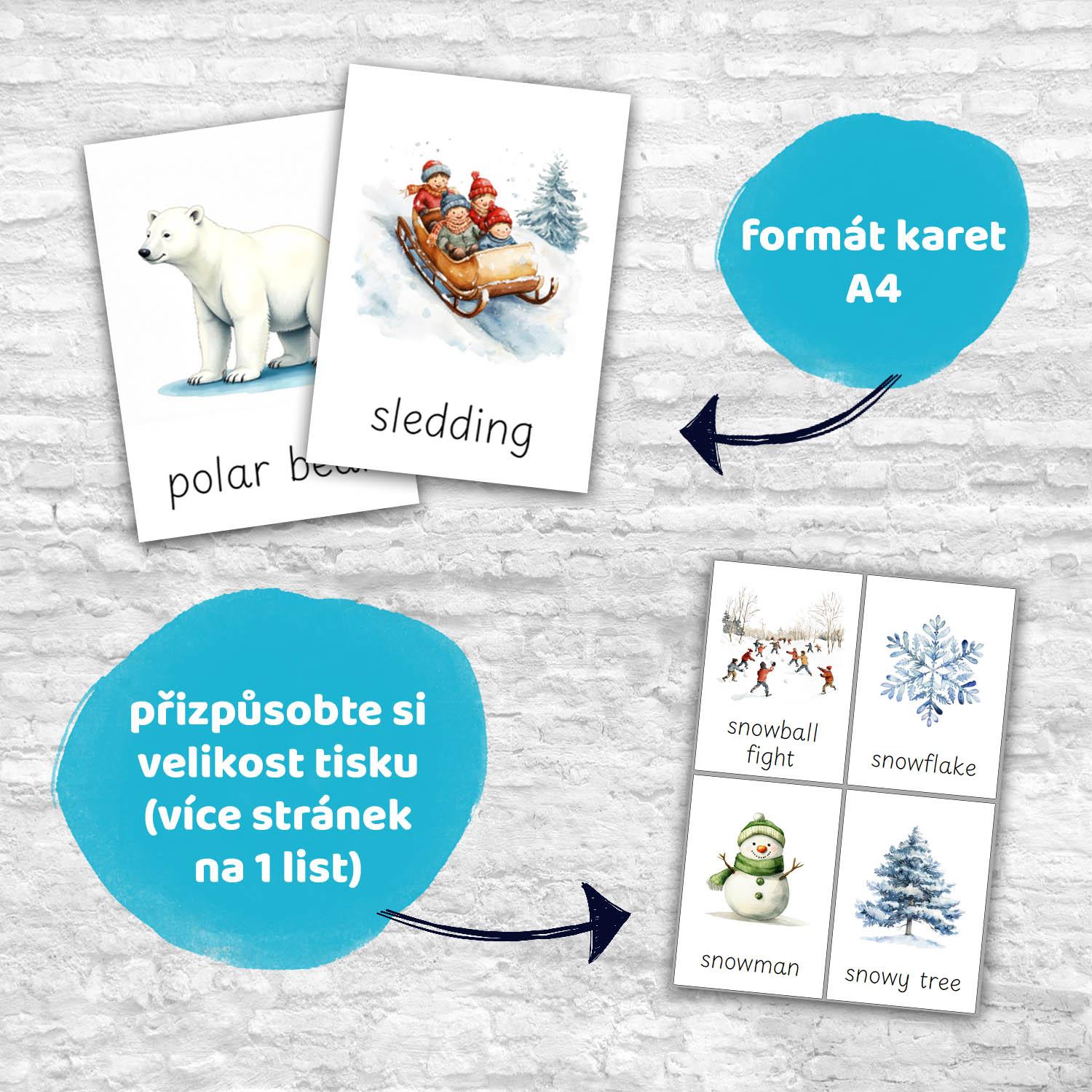 FLASHCARDS WINTER | Karty a 20 aktivit do výuky | Učitelnice