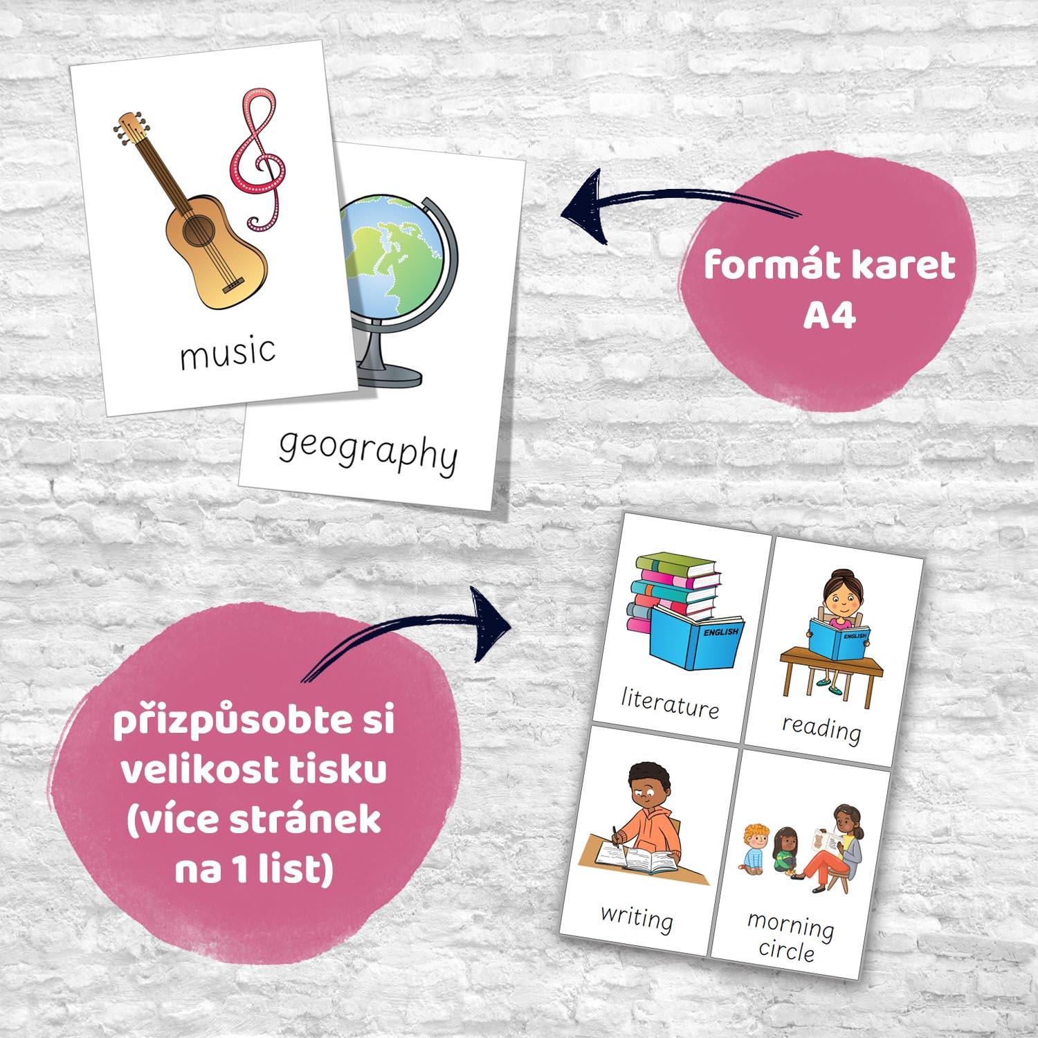 FLASHCARDS SCHOOL SUBJECTS | Karty a 20 aktivit do výuky | Učitelnice
