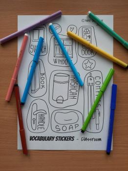 VOCABULARY STICKERS ENGLISH - Classroom A1-A2 | Učitelnice