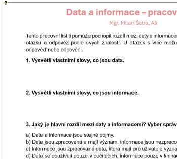 DATA a INFORMACE | Učitelnice