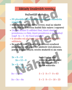 Matematika - základy lineárních rovnic | Učitelnice